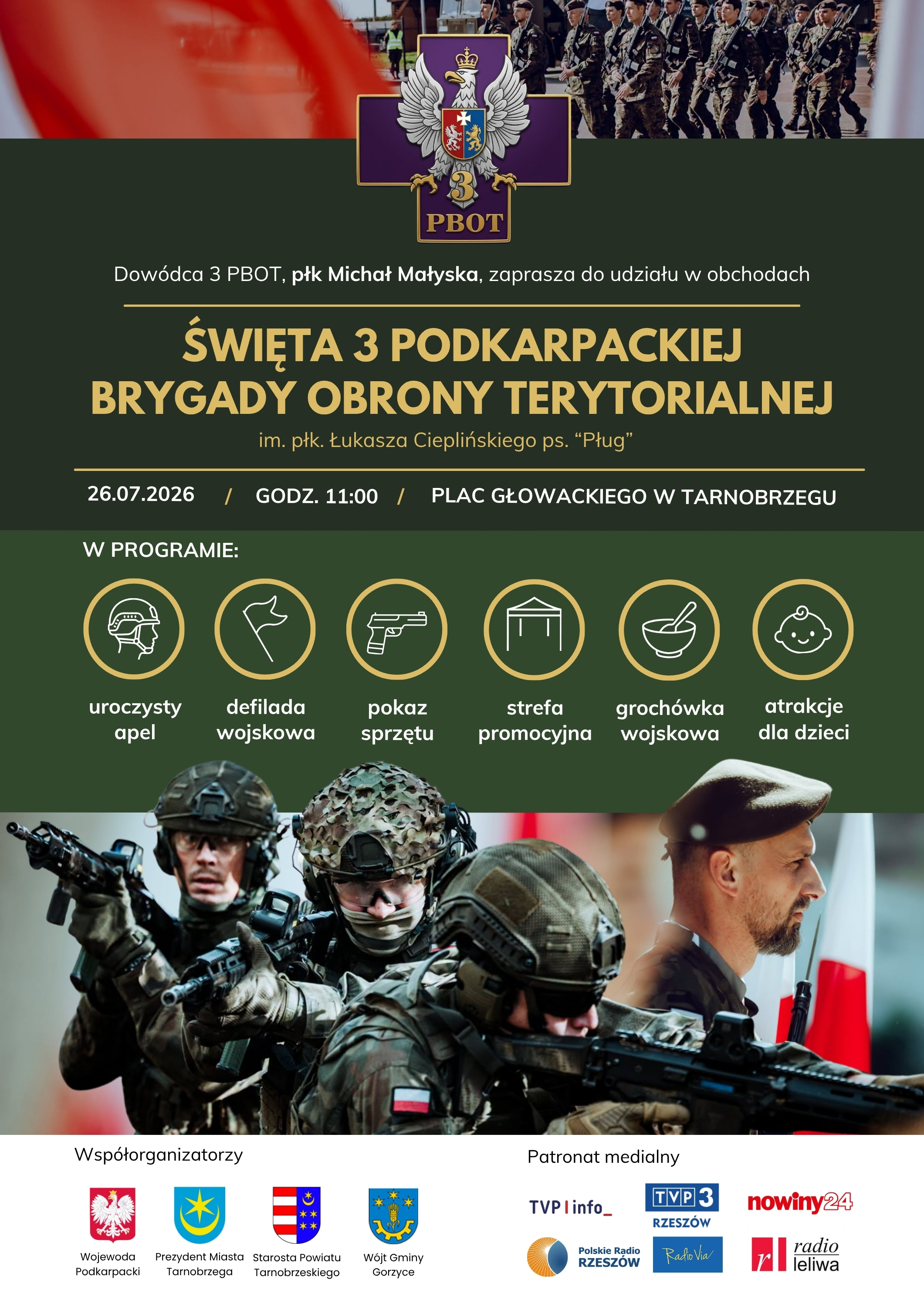 Zapraszamy na obchody Święta 3 Podkarpackiej Brygady Obrony Terytorialnej