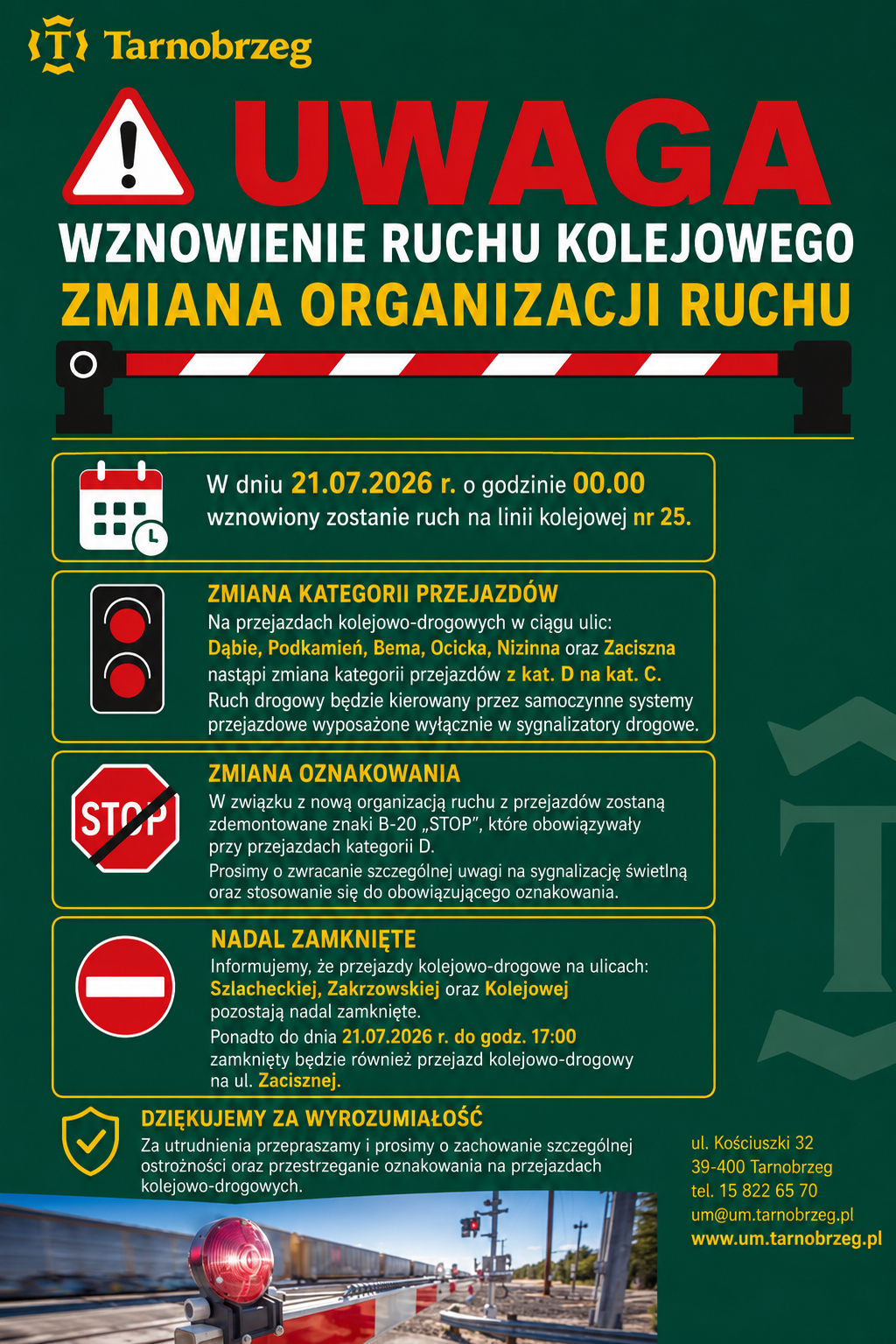 Wznowienie ruchu na linii kolejowej nr 25 i zmiany na przejazdach kolejowo-drogowych